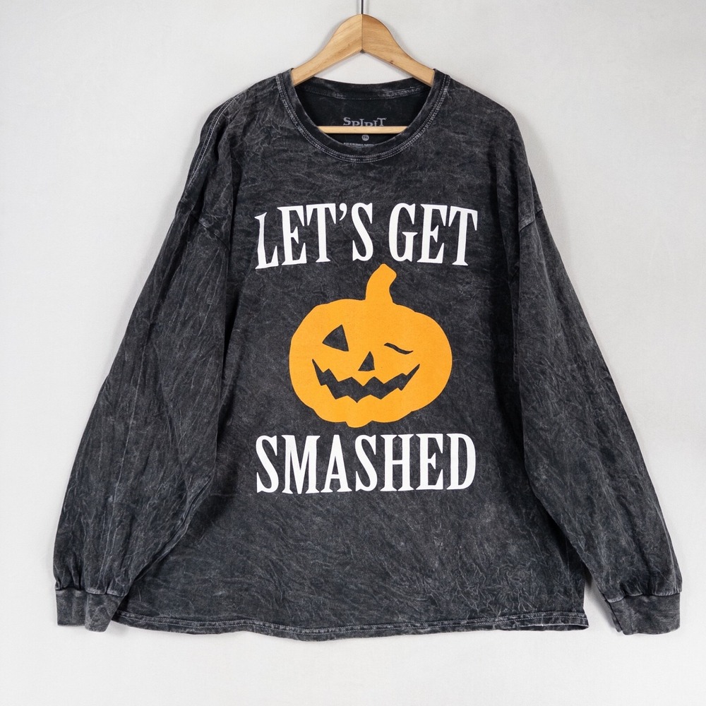 Spirit Halloween Tee T Shirt Adult 2XL Gray Mineral Wash Let's Get Smashed